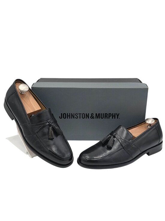 NEW Johnston and Murphy Black Leather Tassel Loafers Mens 10M Dress Shoes Horner main image 9